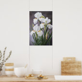 Witte Irissen Bloemenkunst Print Poster (Keuken)