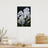 Witte Irissen Bloemenkunst Print Poster (Keuken)