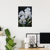 Witte Irissen Bloemenkunst Print Poster (Thuiskantoor)
