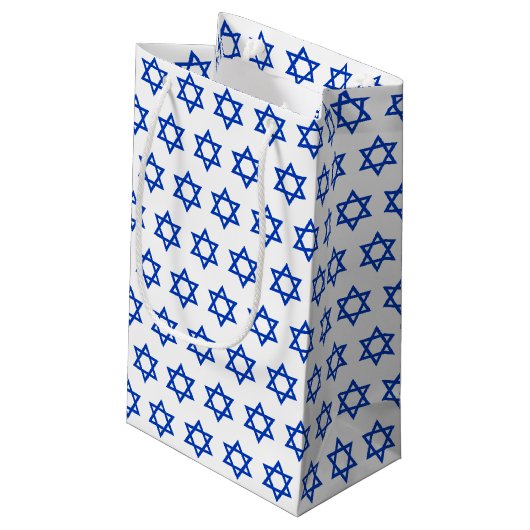 Witte Israëlische vlag geschenken tas, Patriottisc Klein Cadeauzakje (Achterkant Gekanteld)