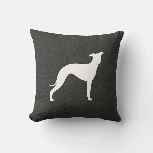 Witte Italiaanse Greyhound Silhouette Iggy Dog Gra Kussen (Voorkant)