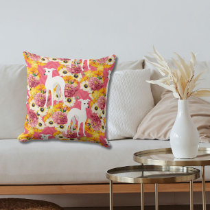 Witte Italiaanse Greyhounds met Sierkussen Flowers