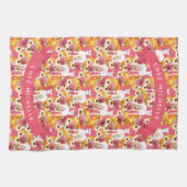 Witte Italiaanse greyhounds of whippets Roze Flora Theedoek (Horizontaal)