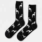 Witte Italiaanse grijze zilhouetten op zwart Sokken (Links)