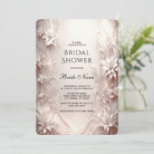 Witte Ivoor Bloemen Bruids Douche Uitnodiging (Staand voorkant)