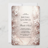 Witte Ivoor Bloemen Bruids Douche Uitnodiging (Voorkant)
