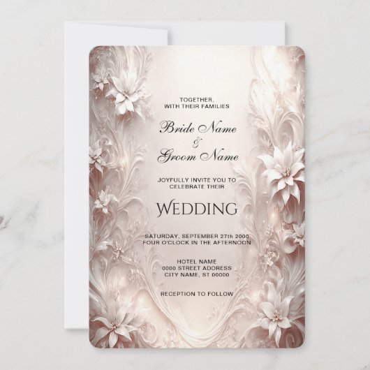 Witte Ivoor Bloemen Huwelijksuitnodiging Kaart (Voorkant)