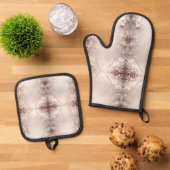 Witte Ivoor Bloemen Mitt & Pot Houder Set (Top down)