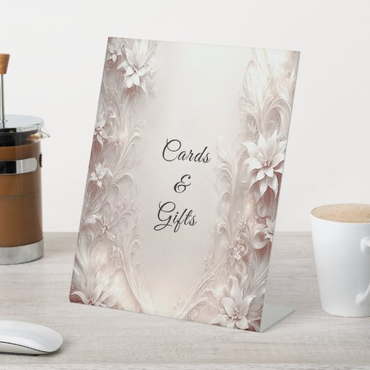 Witte Ivoor Bloemen Tafelblad Tekenen Reclamebord Met Voetstuk (Insitu)