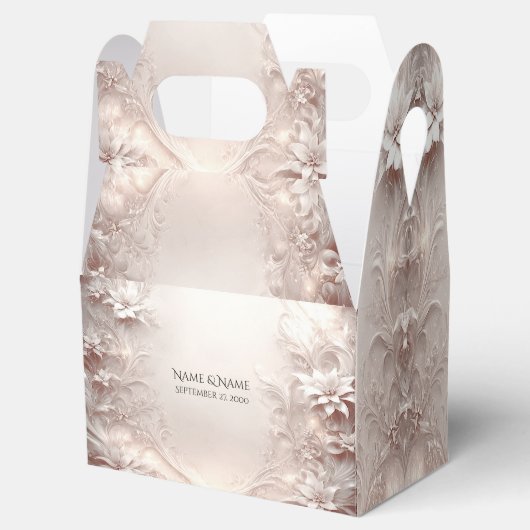 Witte ivoor bloemengunstig doos bedankdoosjes (Geopend)