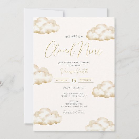 Witte Ivoor Cloud Nine Baby Shower Feestje Kaart (Voorkant)