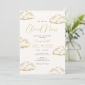 Witte Ivoor Cloud Nine Baby Shower Feestje Kaart (Staand voorkant)