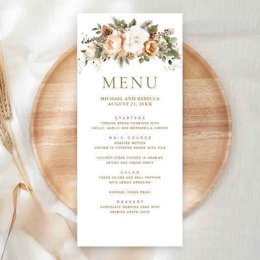 Witte Ivoor Gouden Kerst Bloem Bruiloft Menu