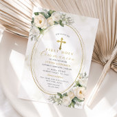 Witte Ivoor Rozen Eerste Heilige Communie Kaart