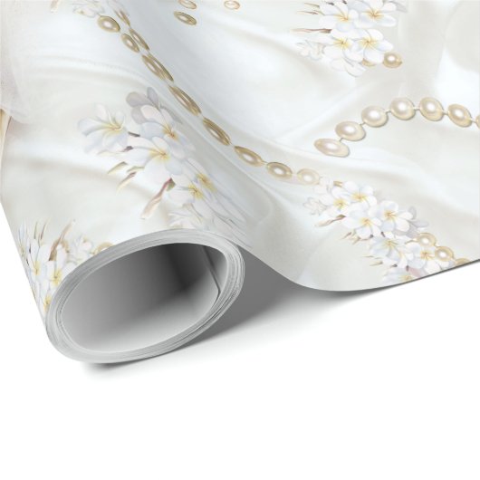 Witte-ivoor-zijde-uithoekige miniparels cadeaupapier (Rol Hoek)