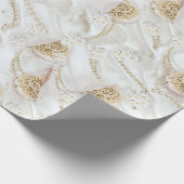 Witte-ivoor-zijde-uithoekige miniparels cadeaupapier (Hoek)