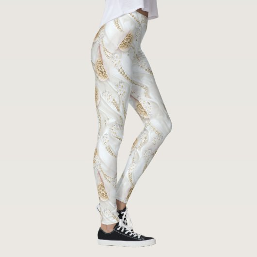 Witte-ivoor-zijde-uithoekige miniparels leggings (Rechts)