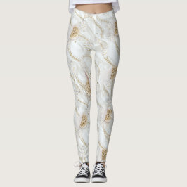 Witte-ivoor-zijde-uithoekige miniparels leggings