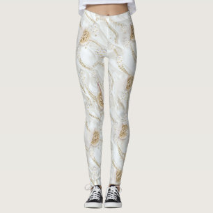 Witte-ivoor-zijde-uithoekige miniparels leggings