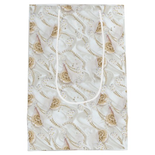 Witte-ivoor-zijde-uithoekige miniparels medium cadeauzakje (Achterkant)