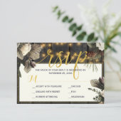 Witte ivoorbloemen, rustige winterbruiloft RSVP kaartje (Staand voorkant)