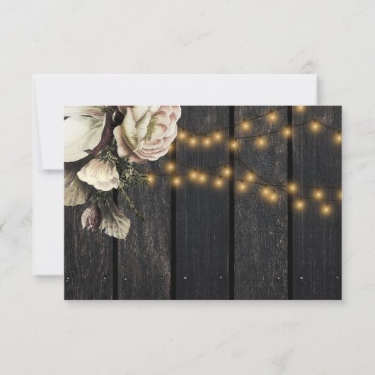 Witte ivoorbloemen, rustige winterbruiloft RSVP kaartje (Achterkant)