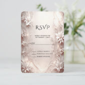 Witte ivoren bloem RSVP kaart (Staand voorkant)