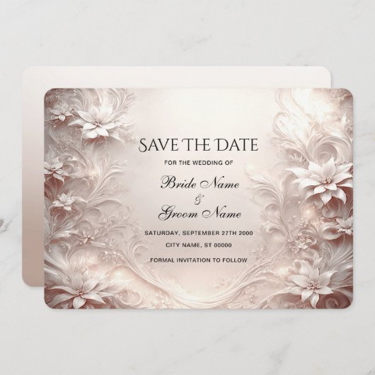 Witte ivoren bloem Save the date Kaart