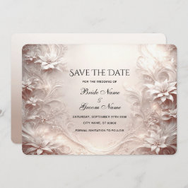 Witte ivoren bloem Save the date Kaart