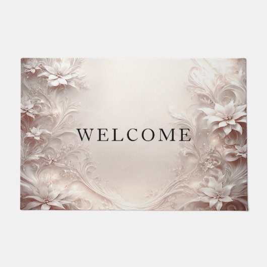 Witte Ivoren Bloemen Deurmat (Voorkant)