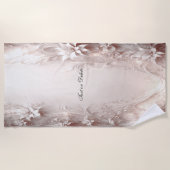 Witte Ivoren Bloemen Strandlaken (Voorkant)