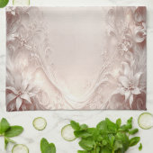 Witte ivoren bloemenkeukenhanddoeken theedoek (Gevouwen)