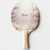 Witte ivoren bloemenpong paddle tafeltennisbatje (Achterkant)