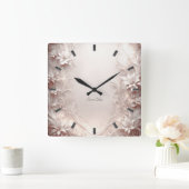 Witte ivoren bloemenwandklok vierkante klok (Huis)