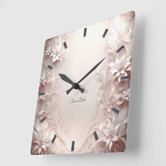 Witte ivoren bloemenwandklok vierkante klok (Hoek)