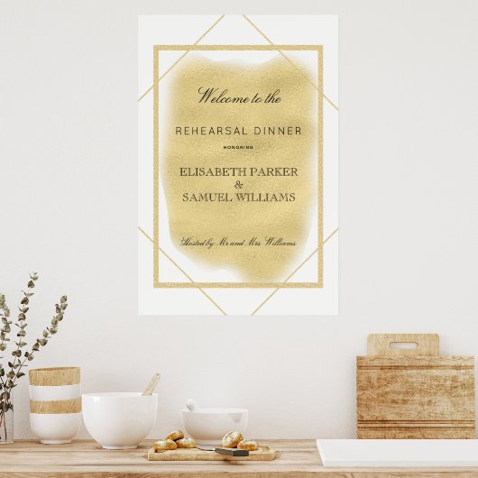 Witte ivoren gouden omrande formele repetitie dine poster (Keuken)