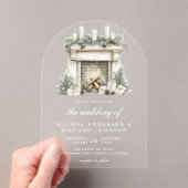 Witte Ivoren Kerst Open Haard Boog Huwelijk Acryl Uitnodigingen (Insitu (Draagbaar))