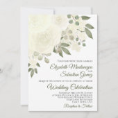 Witte ivoren Rozen en bloesems Elegant Wedding Kaart (Voorkant)