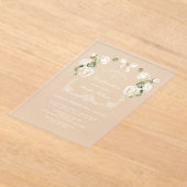 Witte Ivoren Rozen Frame Bevestiging Acryl Uitnodigingen (Laagn)