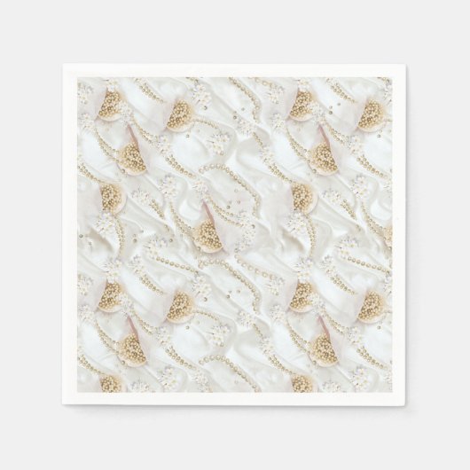 Witte-ivoren zijde- en ivoren-kamperen servet (Voorkant)