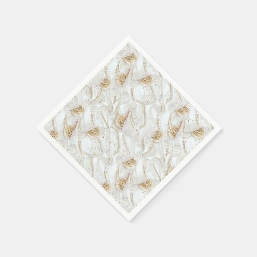 Witte-ivoren zijde- en ivoren-kamperen servet (Hoek)