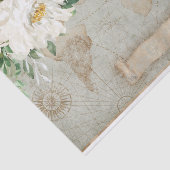  Witte Ivory Floral Oude Wereldkaart Ontkoppeling Tissuepapier (Detail)