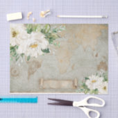  Witte Ivory Floral Oude Wereldkaart Ontkoppeling Tissuepapier (Craft)