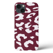 WITTE JAGUARPRINT TELEFOONHOES - BURGONDISCHE ACHT
