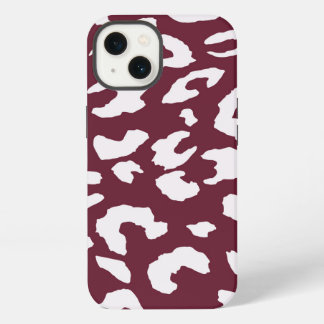WITTE JAGUARPRINT TELEFOONHOES - BURGONDISCHE ACHT iPhone 13 HOESJE