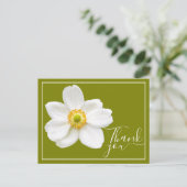 Witte Japanse Anemone Green Achtergrond Dank u Briefkaart (Staand voorkant)