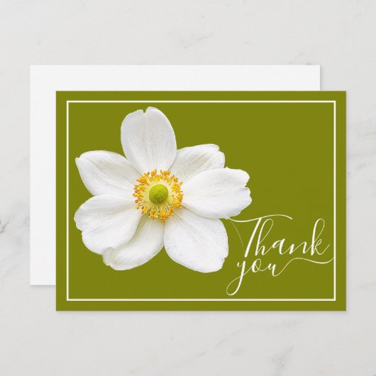 Witte Japanse Anemone Green Achtergrond Dank u Briefkaart (Voorkant / Achterkant)