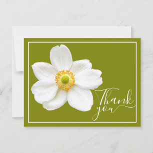 Witte Japanse Anemone Green Achtergrond Dank u Briefkaart