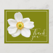Witte Japanse Anemone Green Achtergrond Dank u Briefkaart (Voorkant)