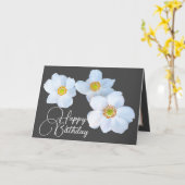 Witte Japanse Anemones Grey Color Background Kaart (Gele Bloem)